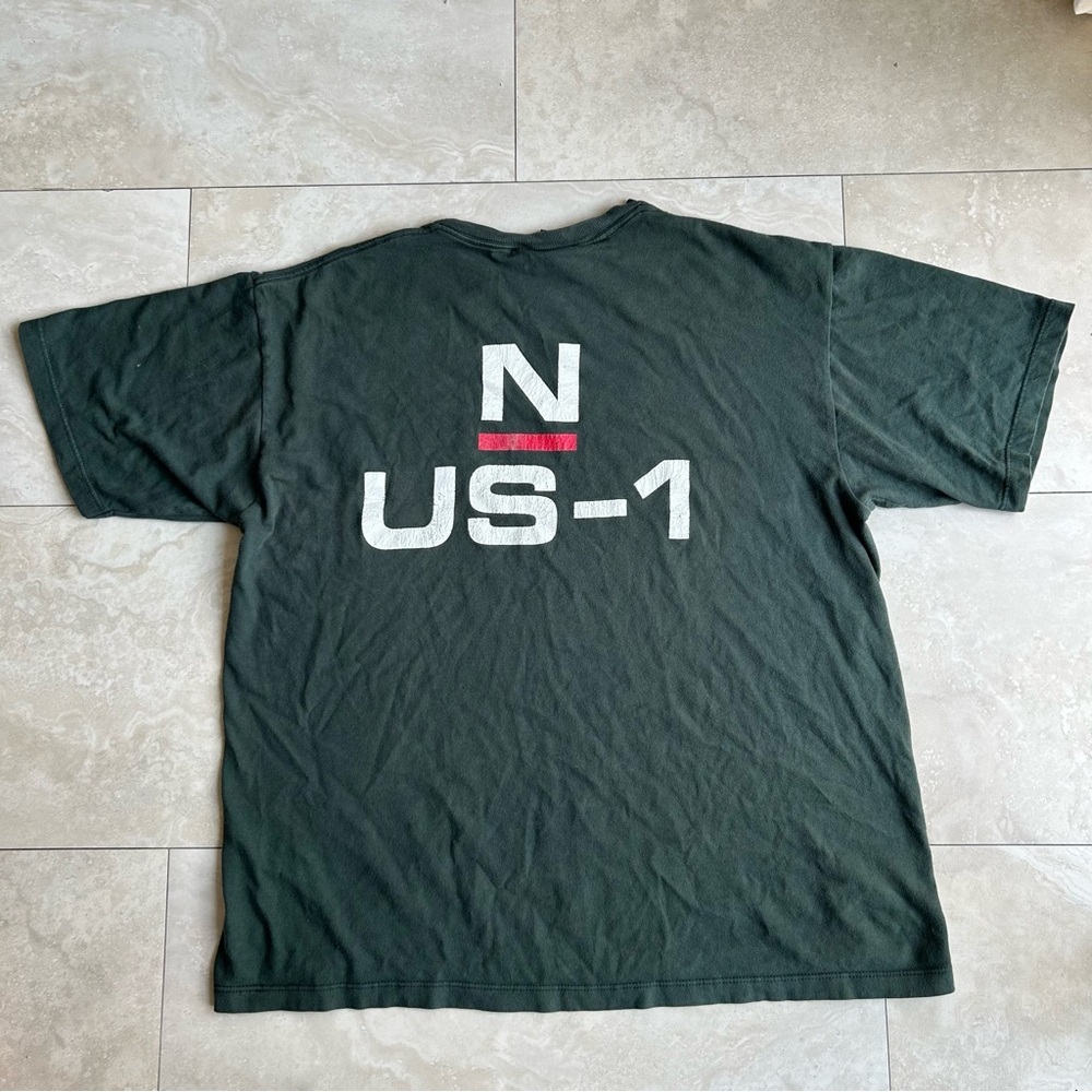 Vintage Mens Nautica Sailing Team Dark Green US-1 Flag T Shirt 90s size M